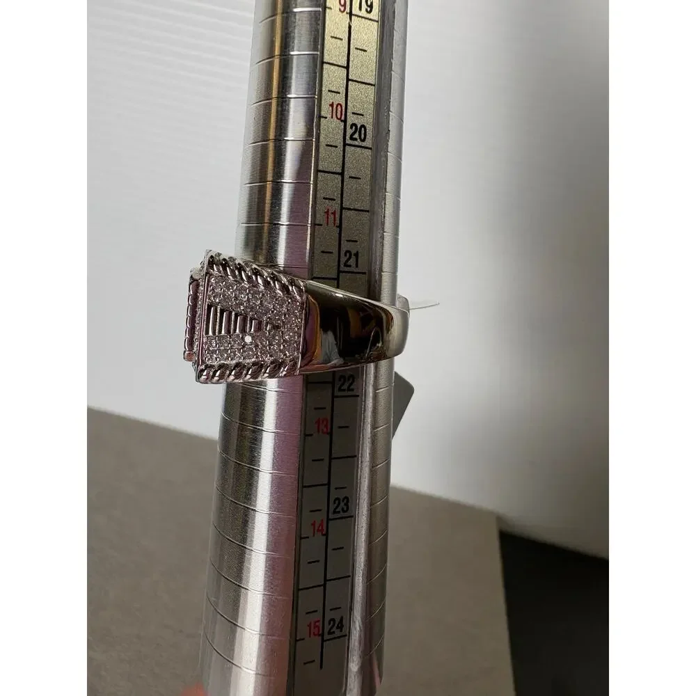 Stunning Men's Size 12 Moissanite in Sterling Silver Ring - Picture 6 of 7